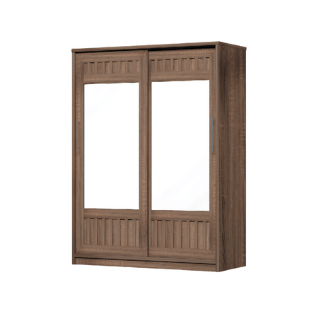 ตู้เสื้อผ้าบานเลื่อนกระจกเงา WISDOM DESIGN FURNITURE รุ่น W15SL 150 ซม. สีวอลนัท_0